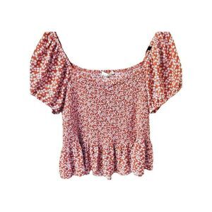 WILD JASMINE Plus Size Short Sleeve Floral Print Smocked Summer Top 2X